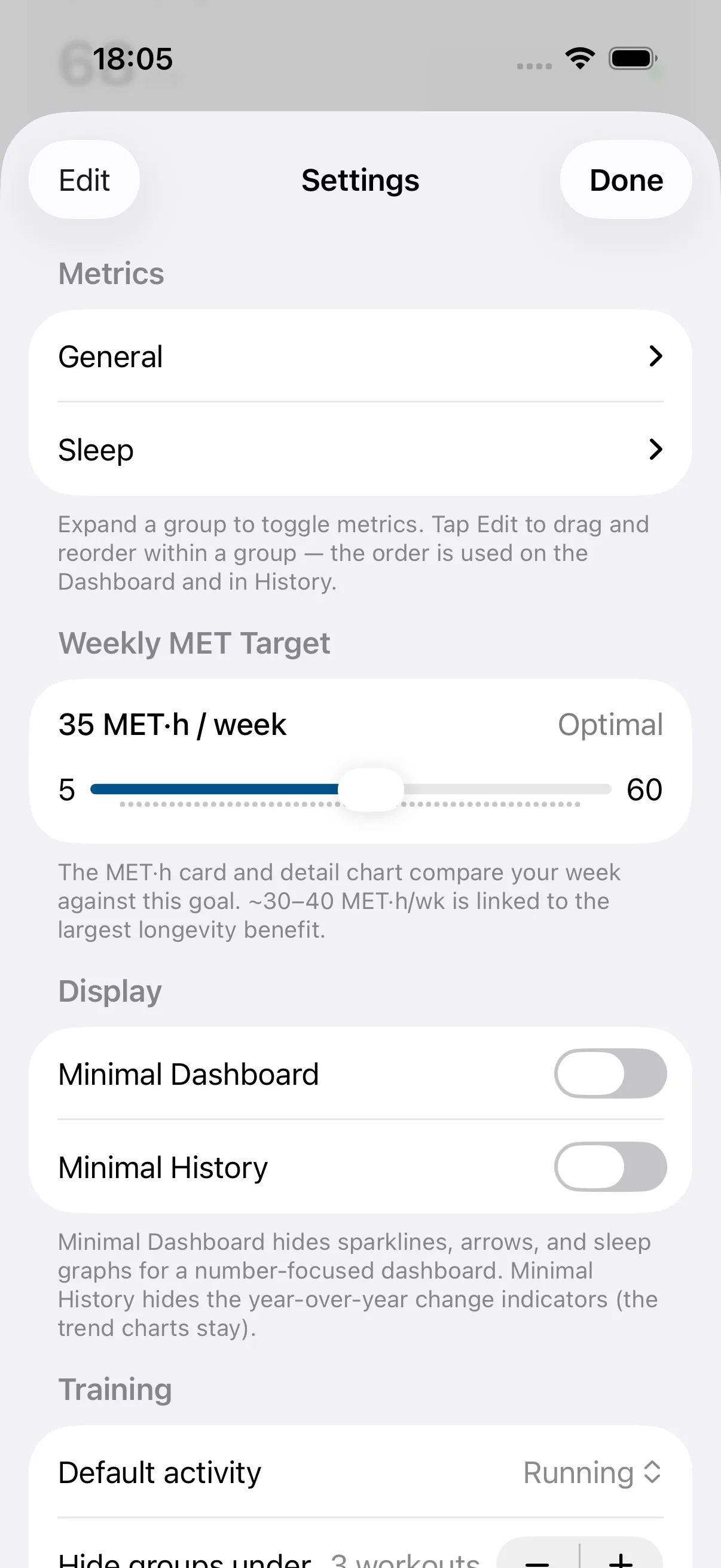 Bide Health settings